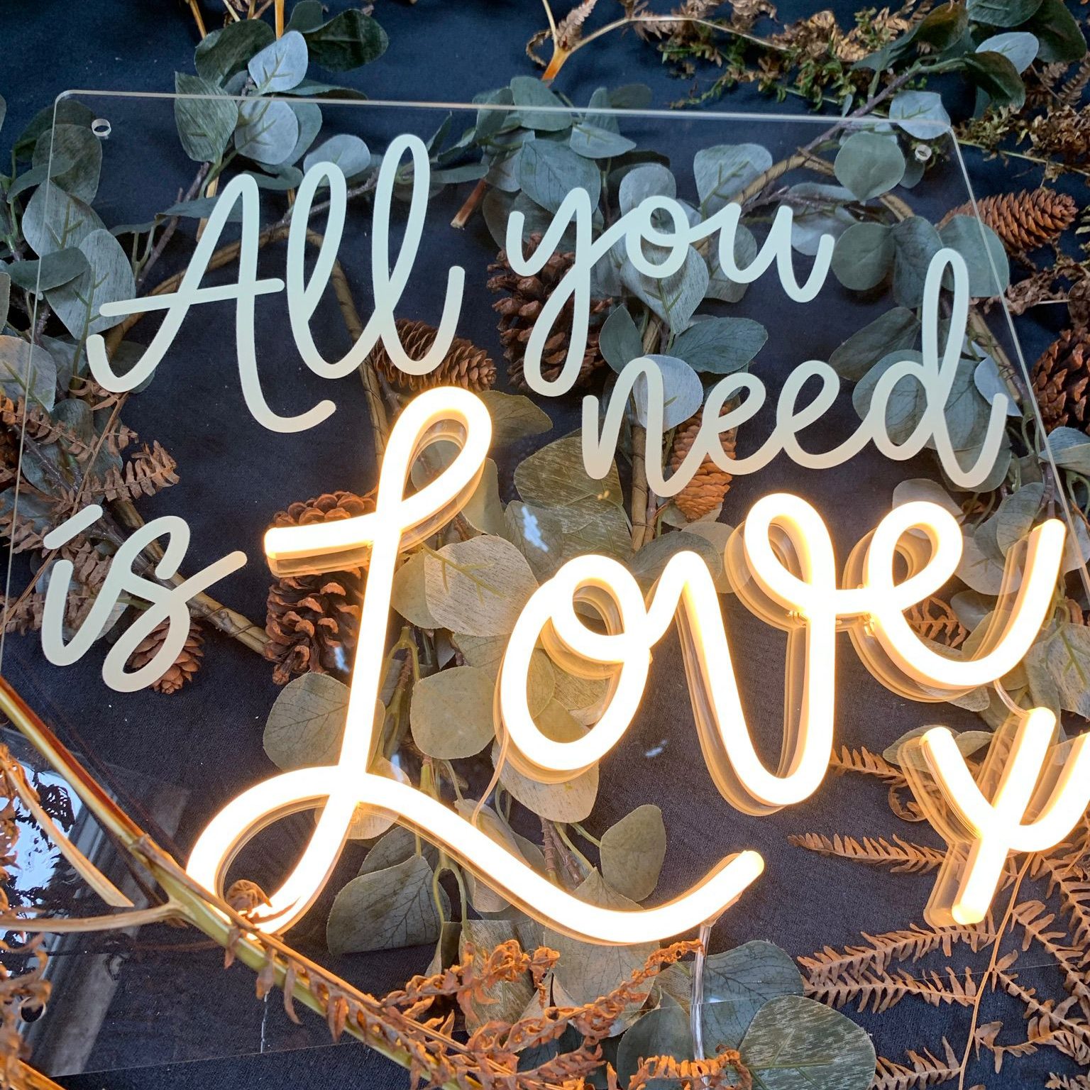 All You Need is Love LED Neon Sign with UV print (46cm x 42cm)