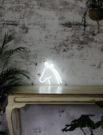 White Unicorn LED Neon light – slight second (40cm x 35cm)