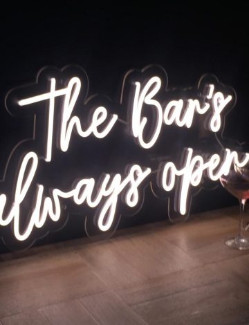 Hire: The Bar’s always open LED Neon Light – Cool White