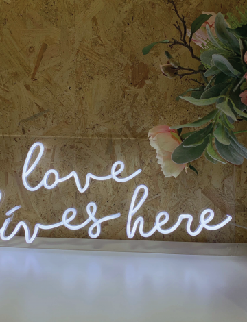 Love Lives Here LED Neon Sign (65cm x 28cm)