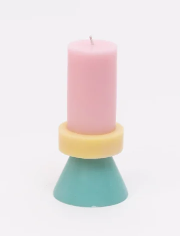 Stack Candle Tall – Floss Pink / Pale Yellow / Mint