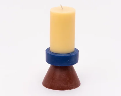 Photo of a tall stack candle in Banana, Navy and Chocolate by Yod & Co